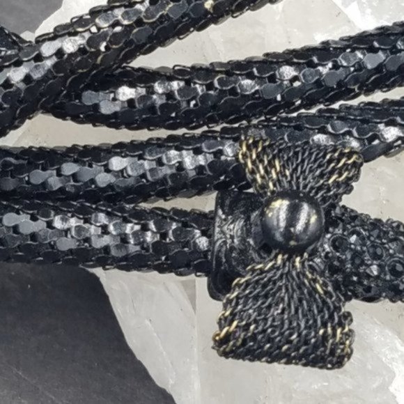 Vintage Betsey Johnson Black Mesh Rhinestone Snake Belt - Picture 10 of 12